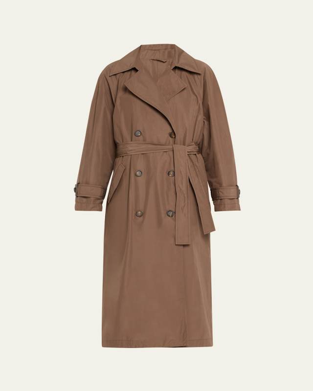 Taffeta Double-Breasted Trench Coat